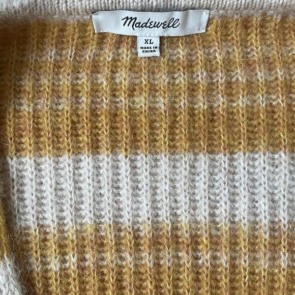 Madewell L Staley V-Neck Sweater | Space Dye, Cropped Boxy Fit, Alpaca Blend, XL - Picture 6 of 8